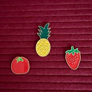New- Fruit-Themed Enamel Pins Set pineapple tomato and strawberry